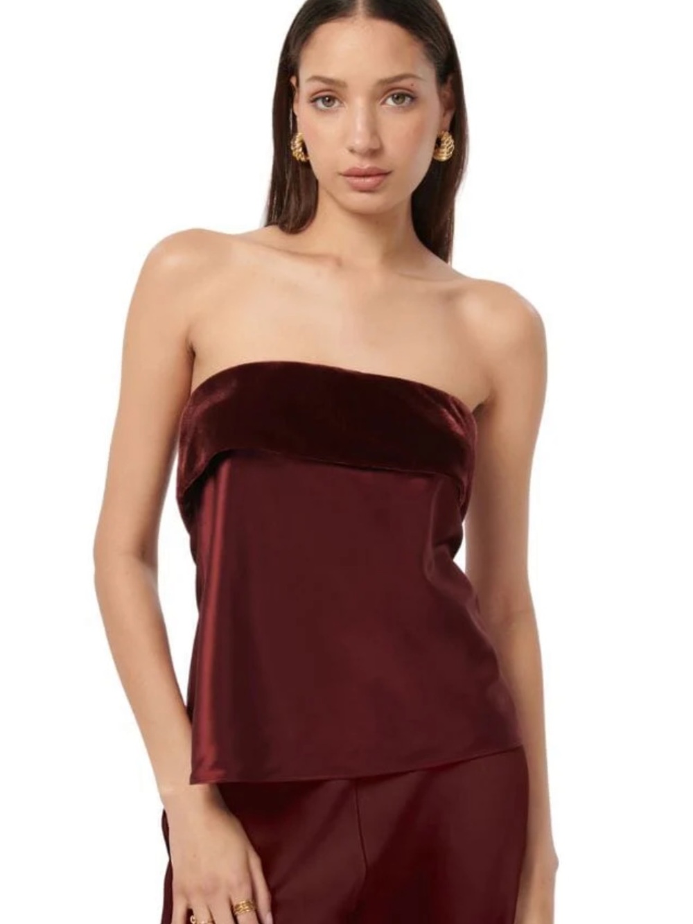 Cami NYC Strapless Satin Camisole in Syrah